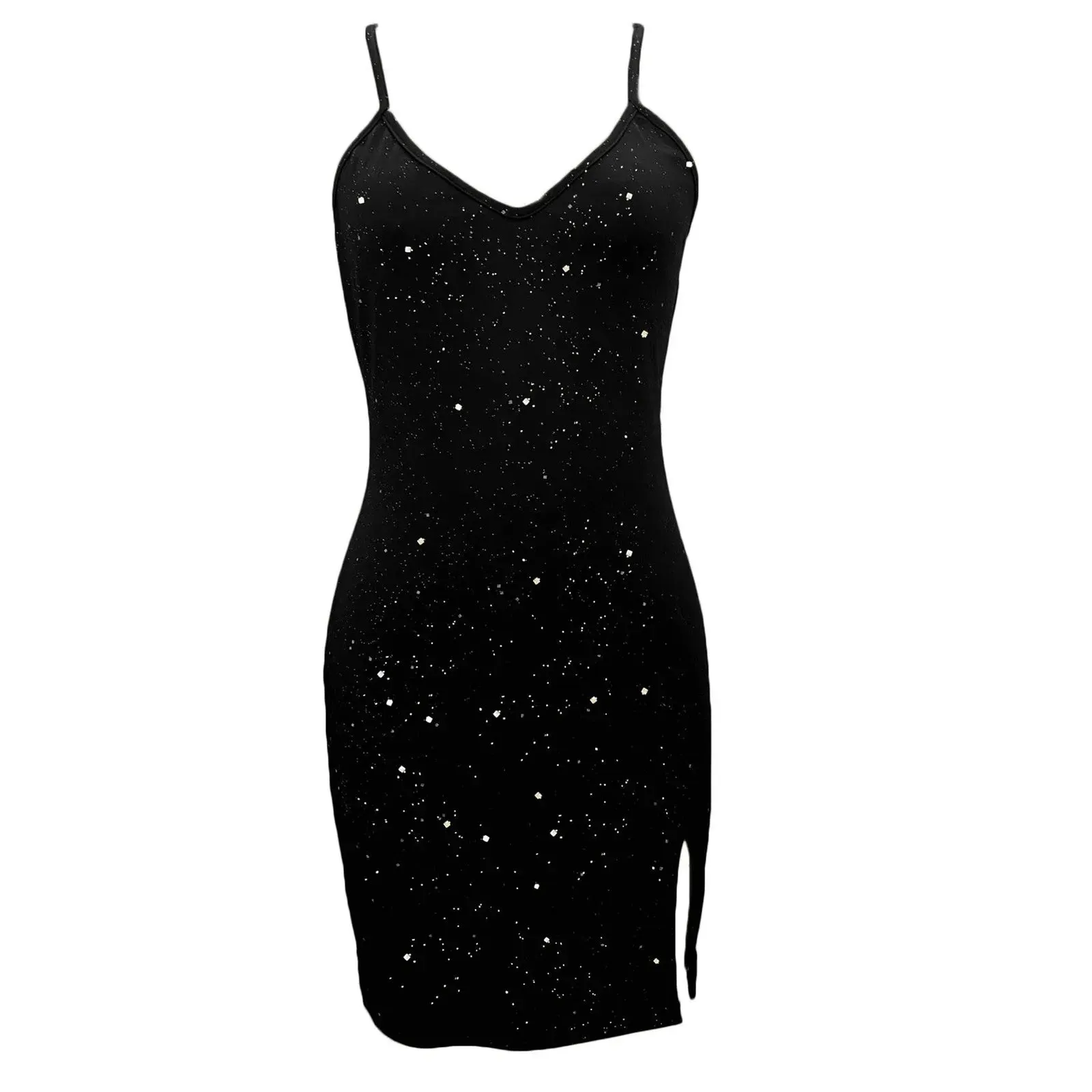 2024 Sequined Sleeveless Slit Sexy Bodycon Prom Spring Women New Evening Party Club V-neck Hip Wrap Mini Dress