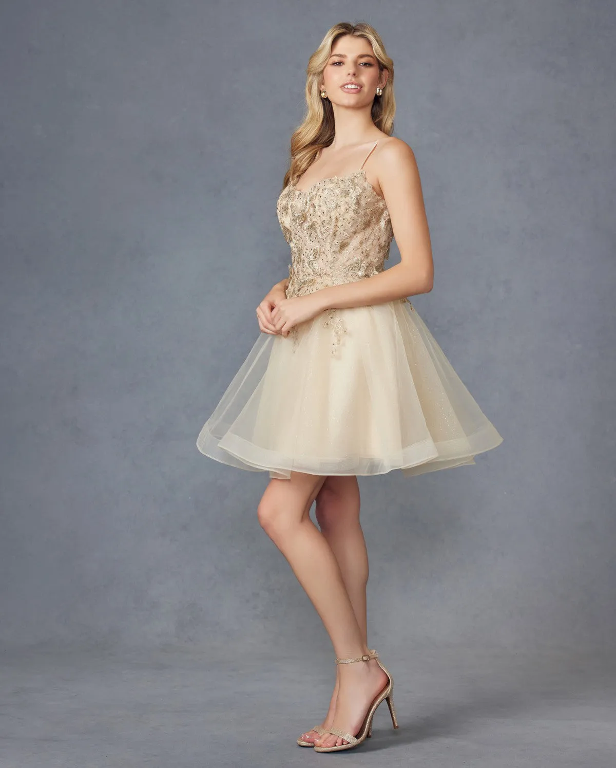 3D Butterfly Applique Bodice Tulle Skirt Short Cocktail Dress