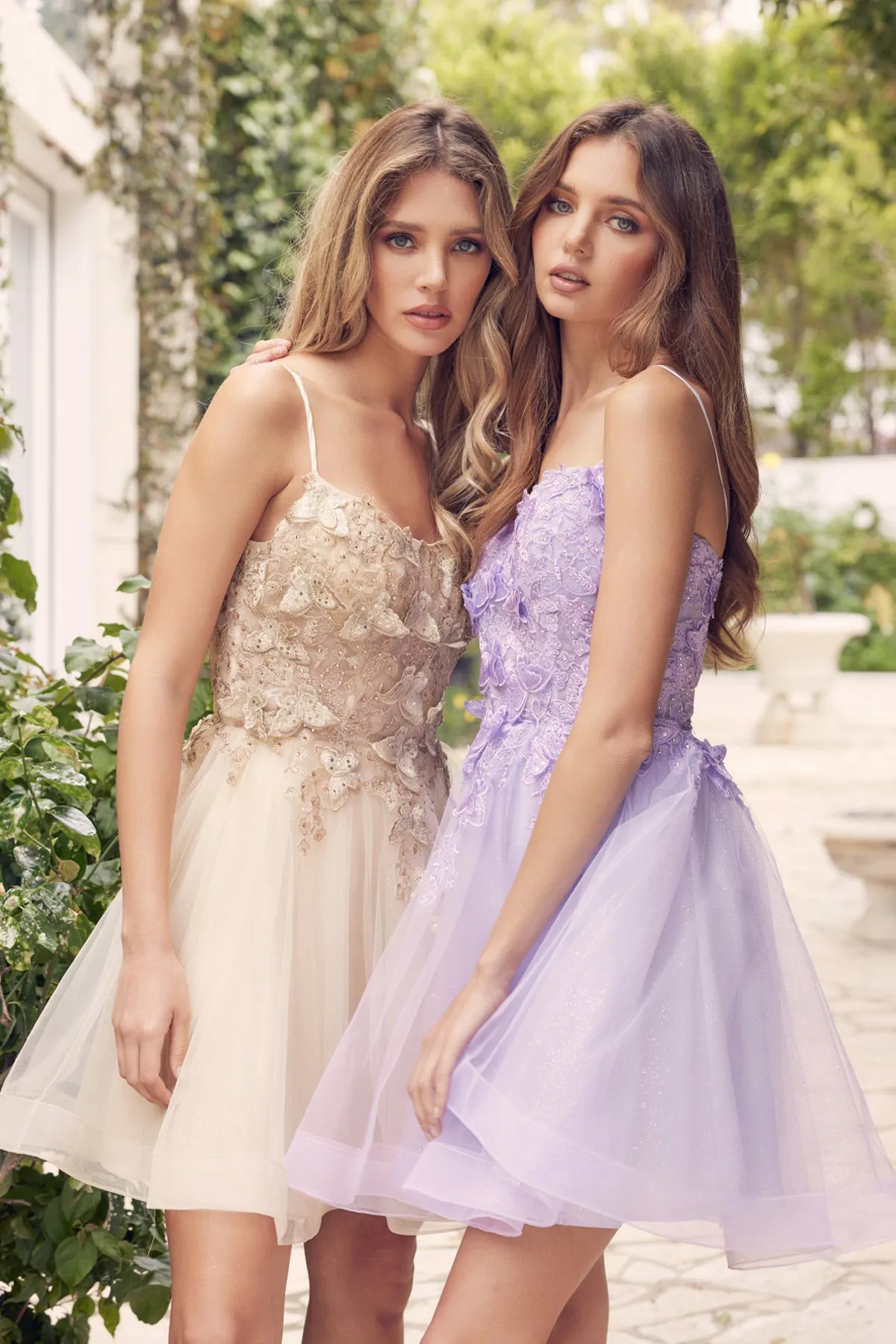 3D Butterfly Applique Bodice Tulle Skirt Short Cocktail Dress