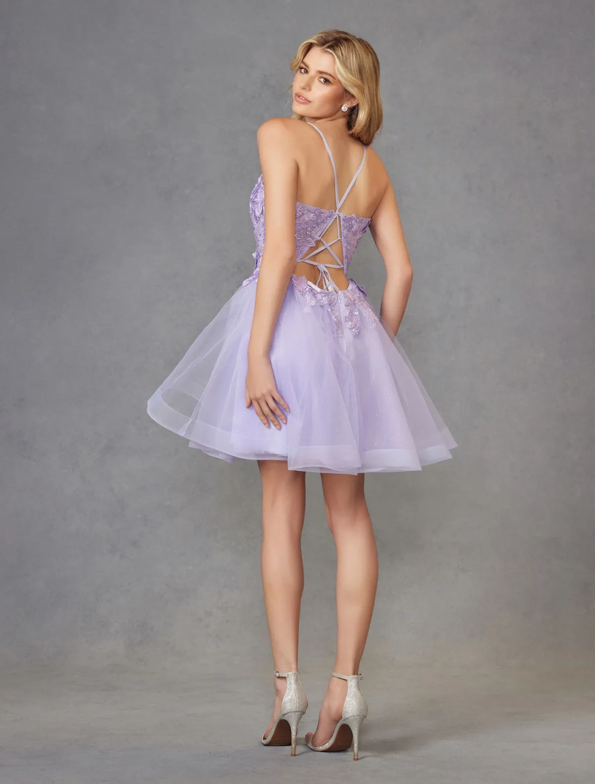 3D Butterfly Applique Bodice Tulle Skirt Short Cocktail Dress