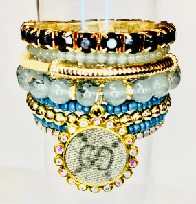 50 shades of Grey - GG, Stacked Bracelet set- Gold Clear