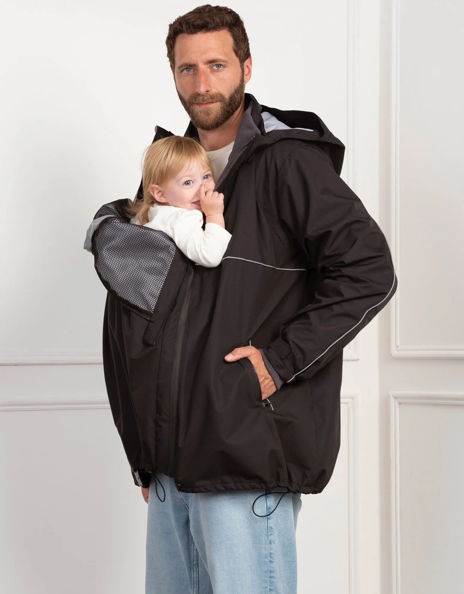 6-in-1 Men’s Waterproof Coat with Baby Pouch