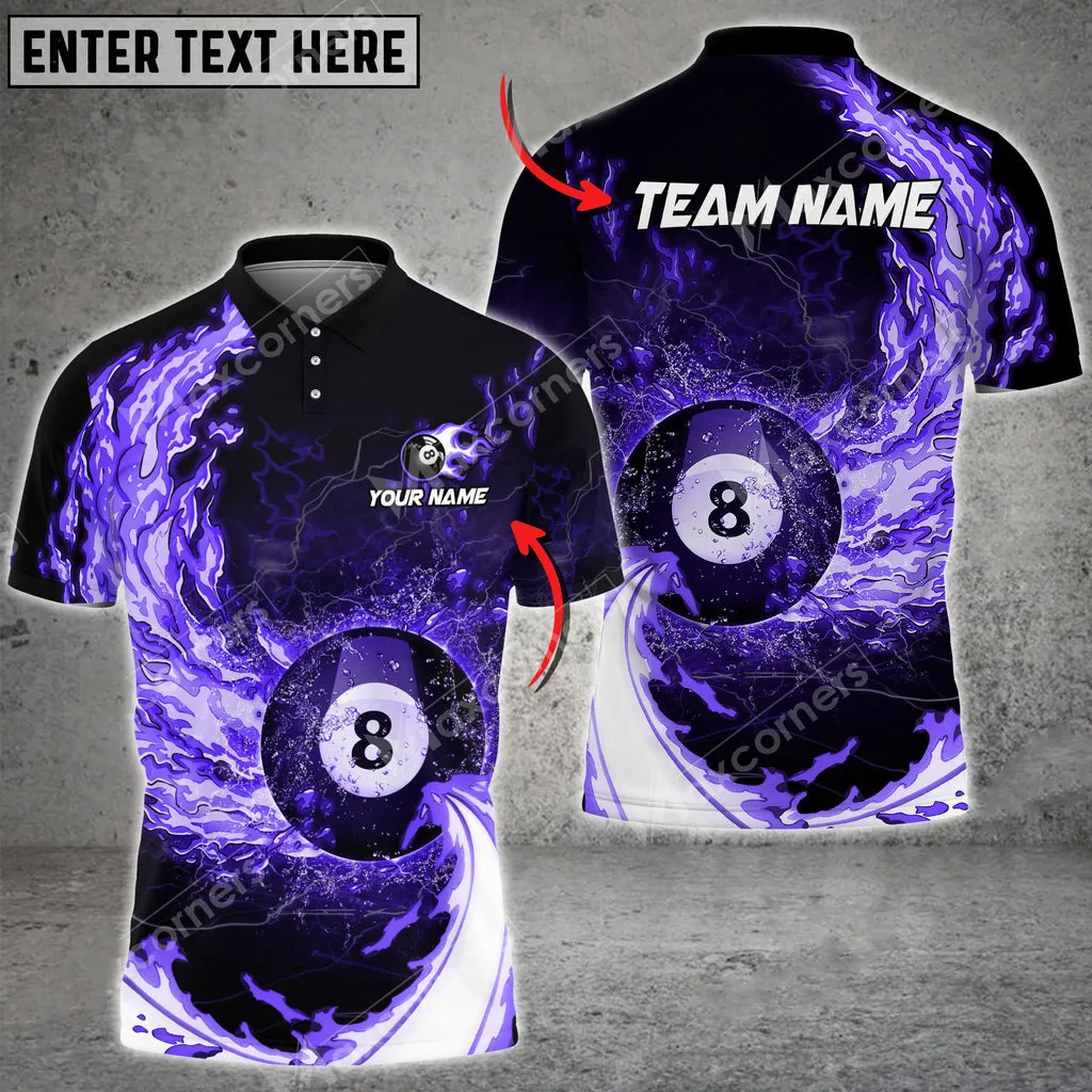 8Ball Breath Of Fire Billiards Personalized Name, Team Name 3D Polo Shirt, Gift for Billiard Players