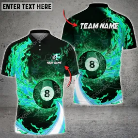 8Ball Breath Of Fire Billiards Personalized Name, Team Name 3D Polo Shirt, Gift for Billiard Players