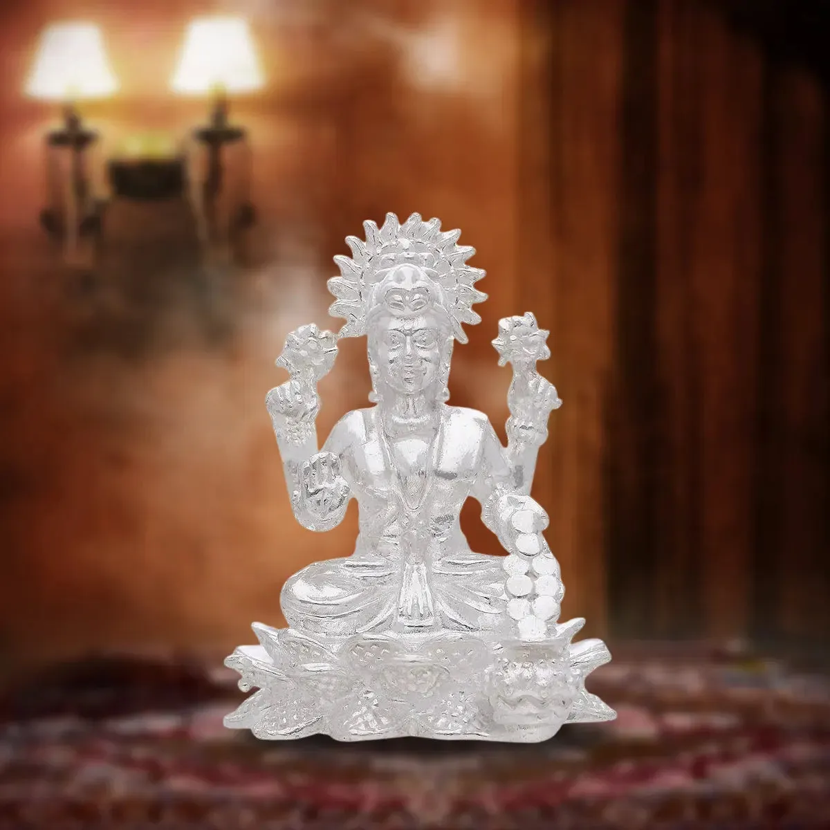 925 Silver Kamal Laxmi Ji Idol Medium Size