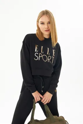 Angelino Sport Black Gilded Woman Crop Sweatshirt