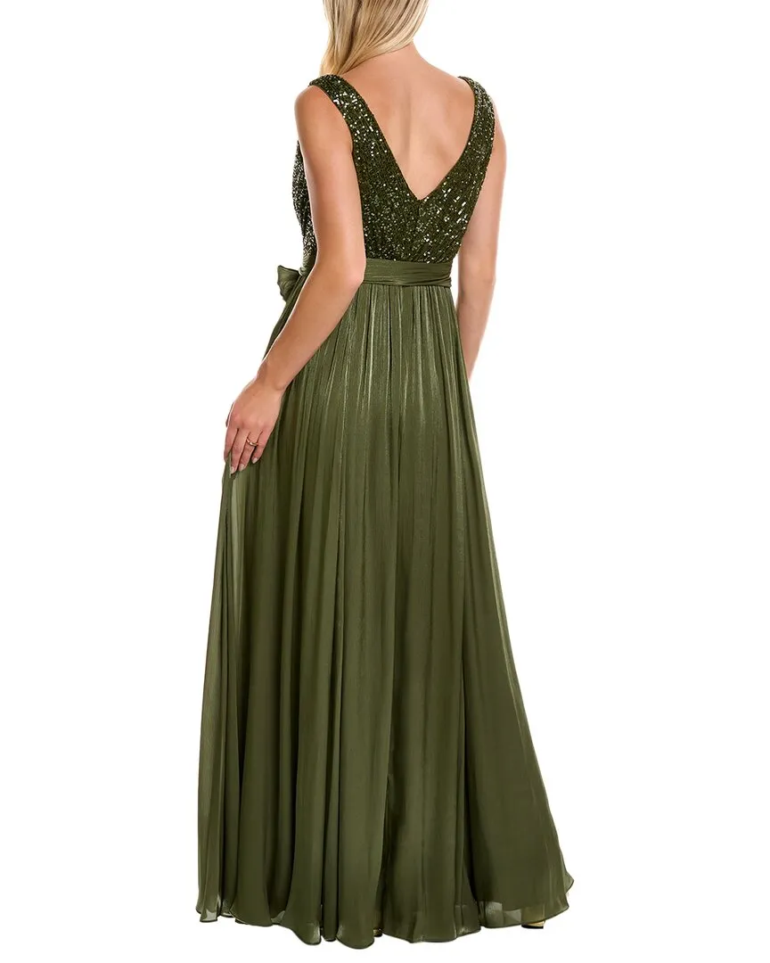 Badgley Mischka Feather Wrap Gown