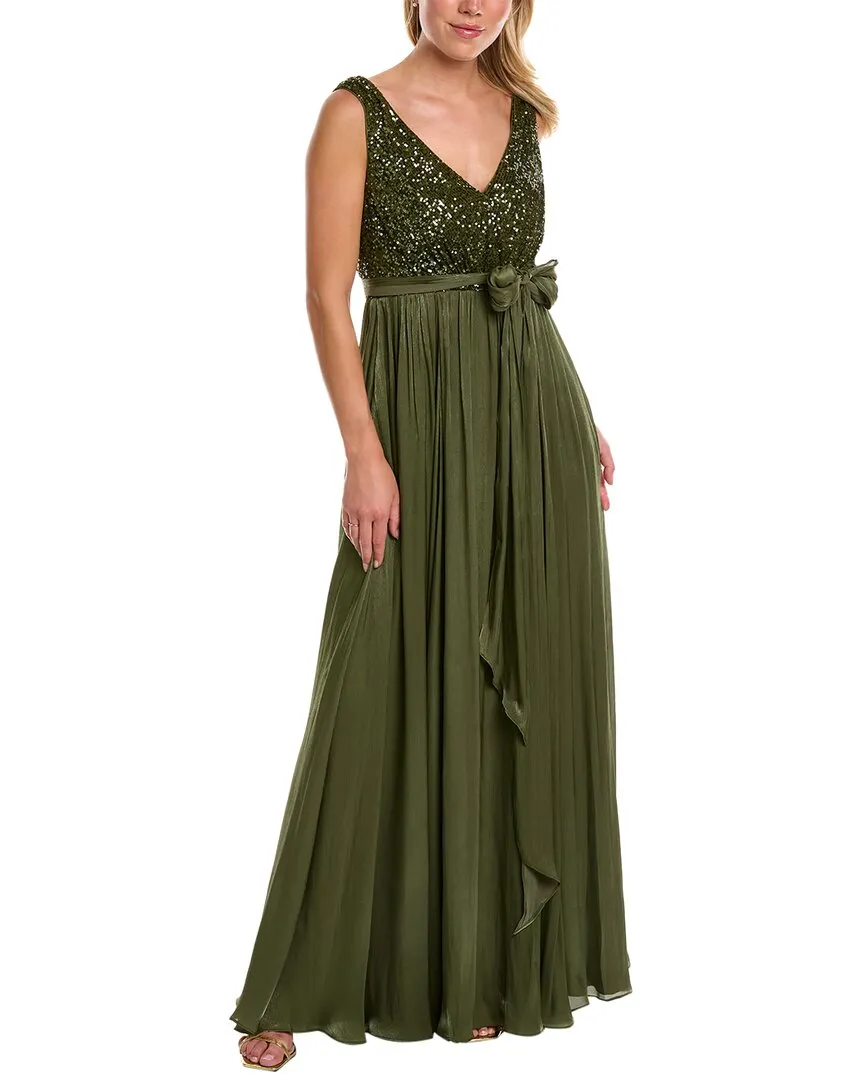 Badgley Mischka Feather Wrap Gown