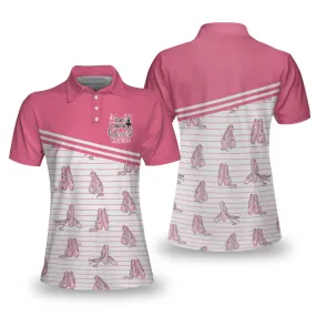 Ballerina Short Sleeve Women Polo Shirt, Pink Ballet Polo Shirt Design For Ladies, Gift For Ballet Dancer