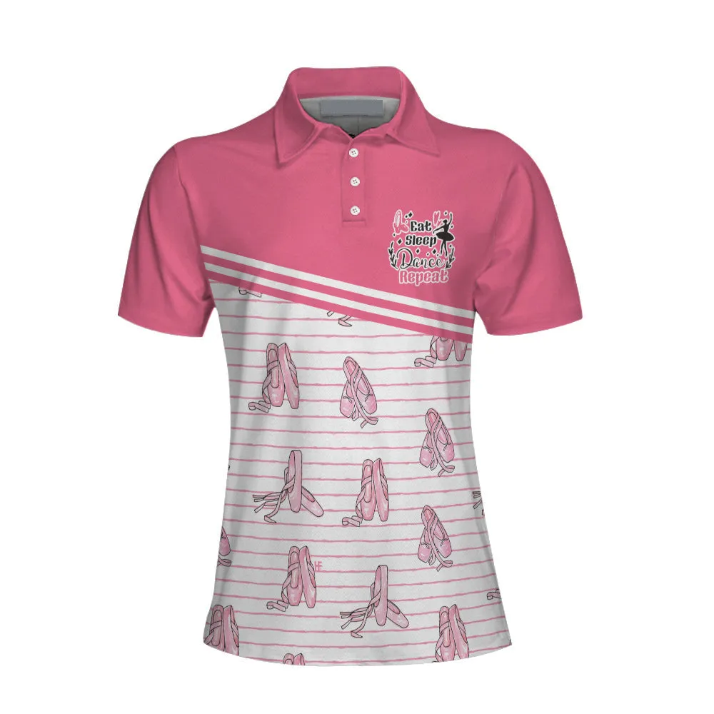 Ballerina Short Sleeve Women Polo Shirt, Pink Ballet Polo Shirt Design For Ladies, Gift For Ballet Dancer