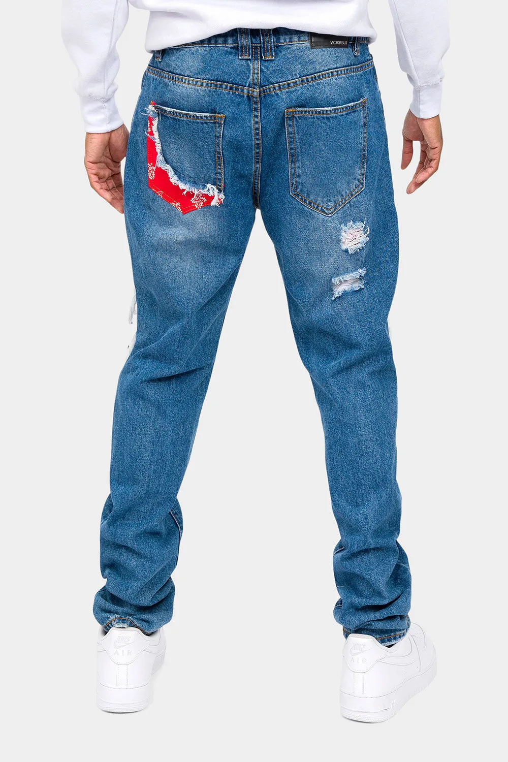 Bandana Distressed Blowout Loose Fit Denim Jeans