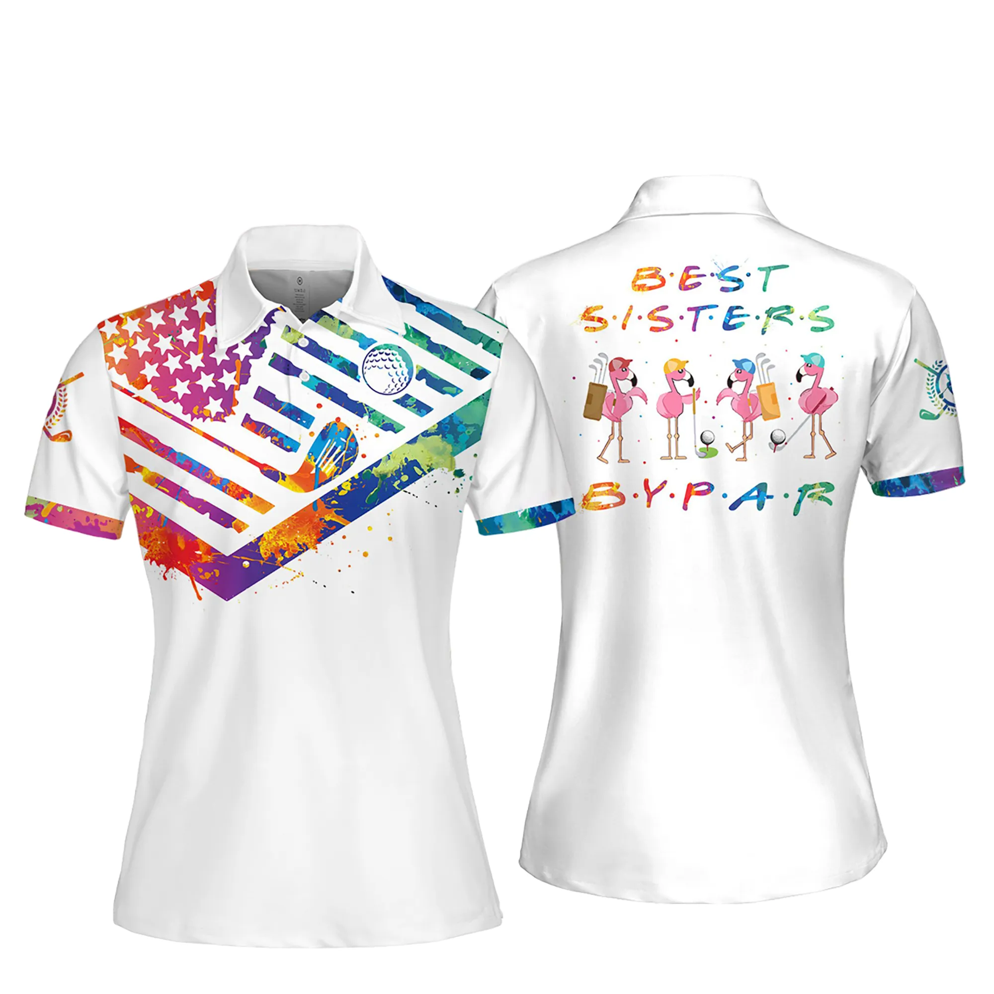 Best Sisters By Par Friends Version Women Short Sleeve Polo Shirt, Sleeveless Golf Polo Shirt