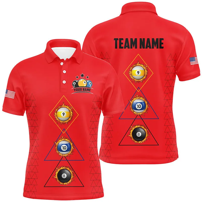 Billiard 8 Ball 9 Ball 10 Ball Multicolor Options Customized Name, Team Name 3D Polo Shirt, Gift for Billiard Players