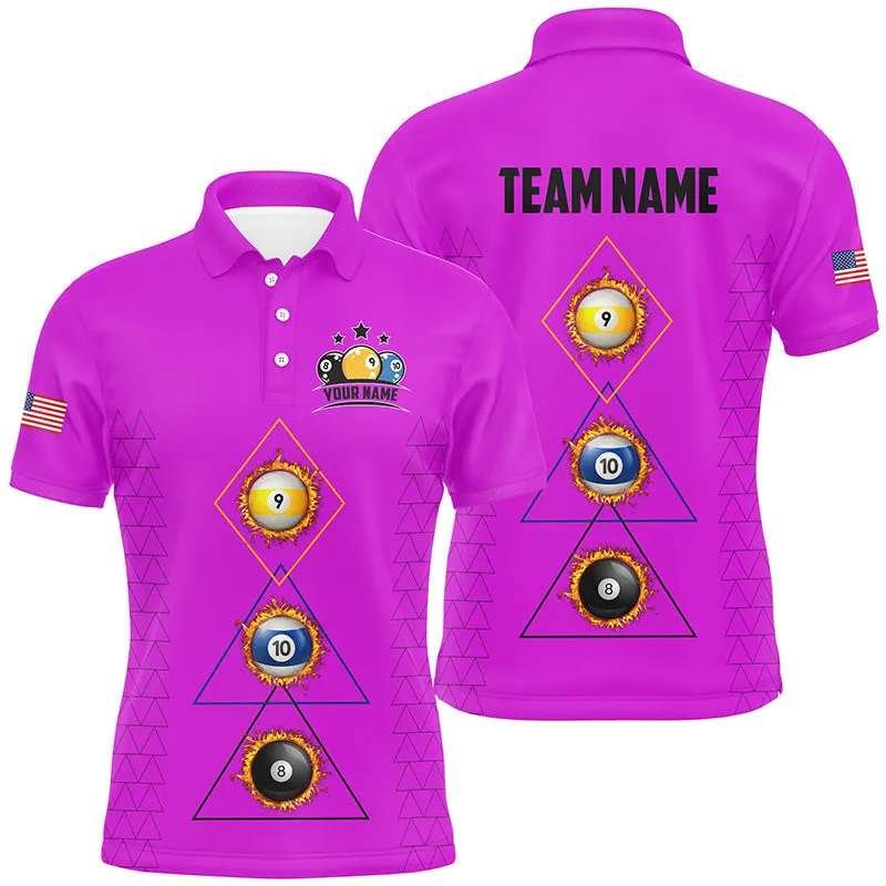 Billiard 8 Ball 9 Ball 10 Ball Multicolor Options Customized Name, Team Name 3D Polo Shirt, Gift for Billiard Players