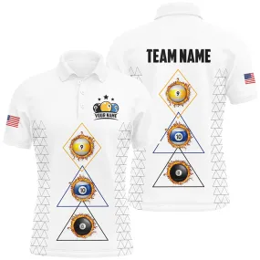 Billiard 8 Ball 9 Ball 10 Ball Multicolor Options Customized Name, Team Name 3D Polo Shirt, Gift for Billiard Players