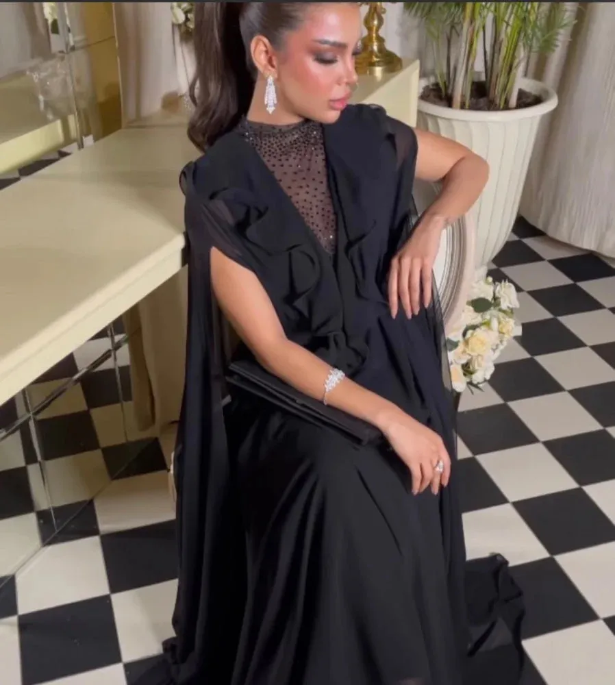 Black Silk Chiffon Prom Dress X5030476