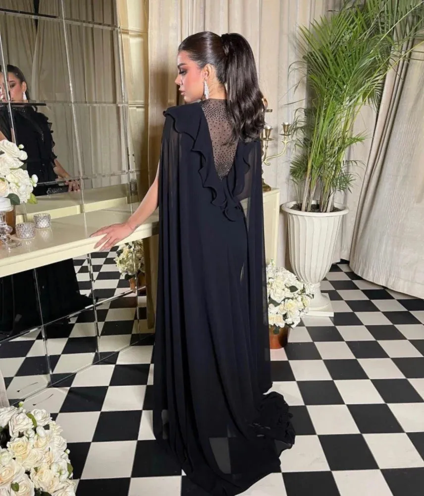 Black Silk Chiffon Prom Dress X5030476