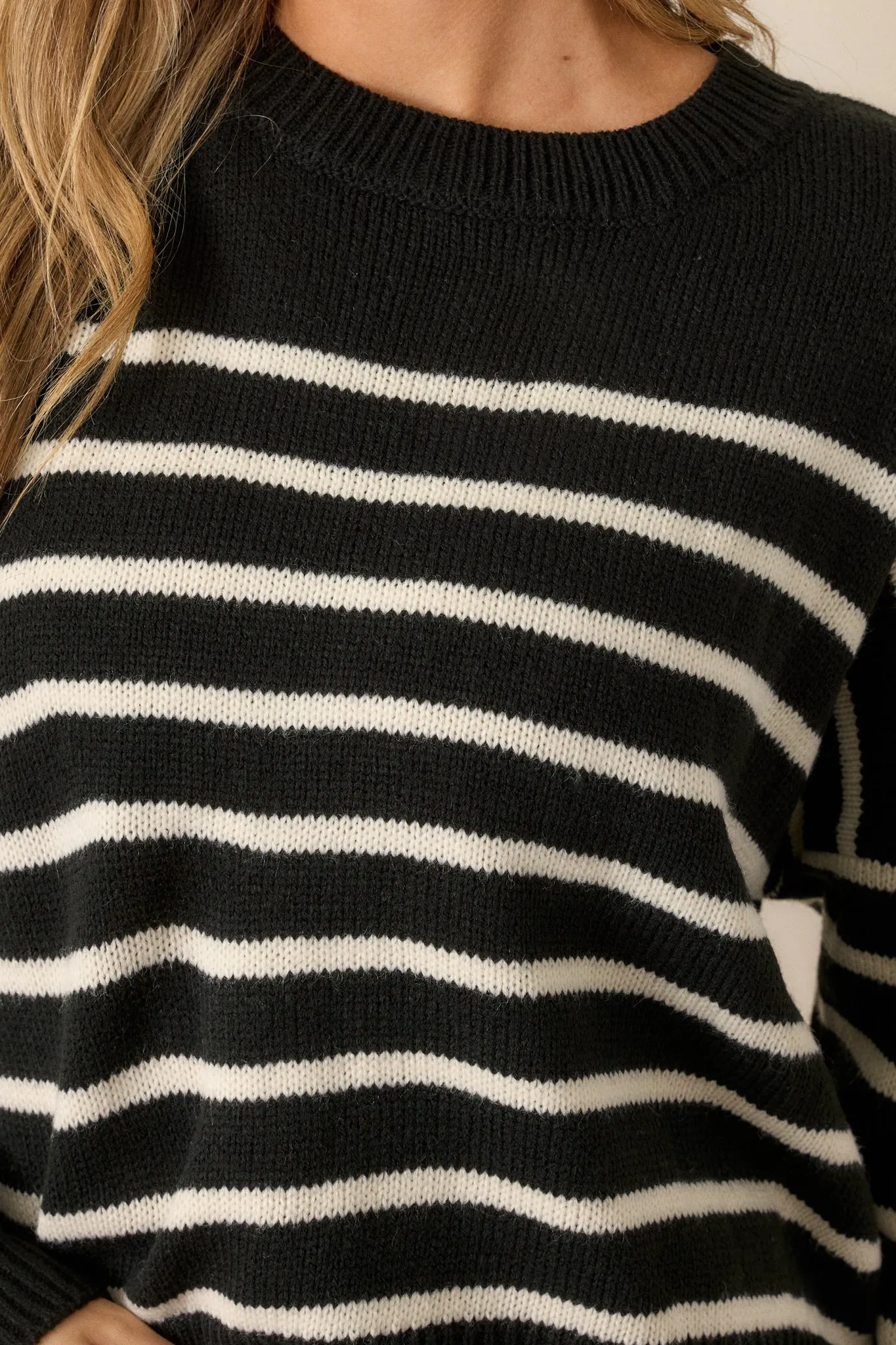 Brewed Bliss Black and Ivory Stripe Sweater