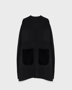 Cashmere wool cape with mink fur