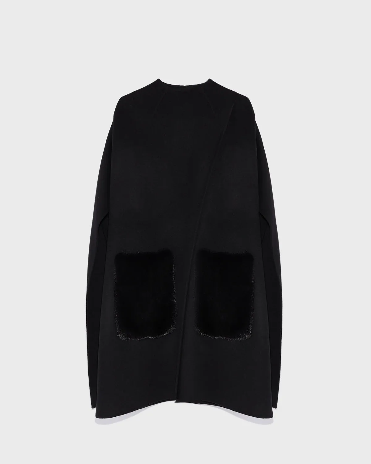 Cashmere wool cape with mink fur