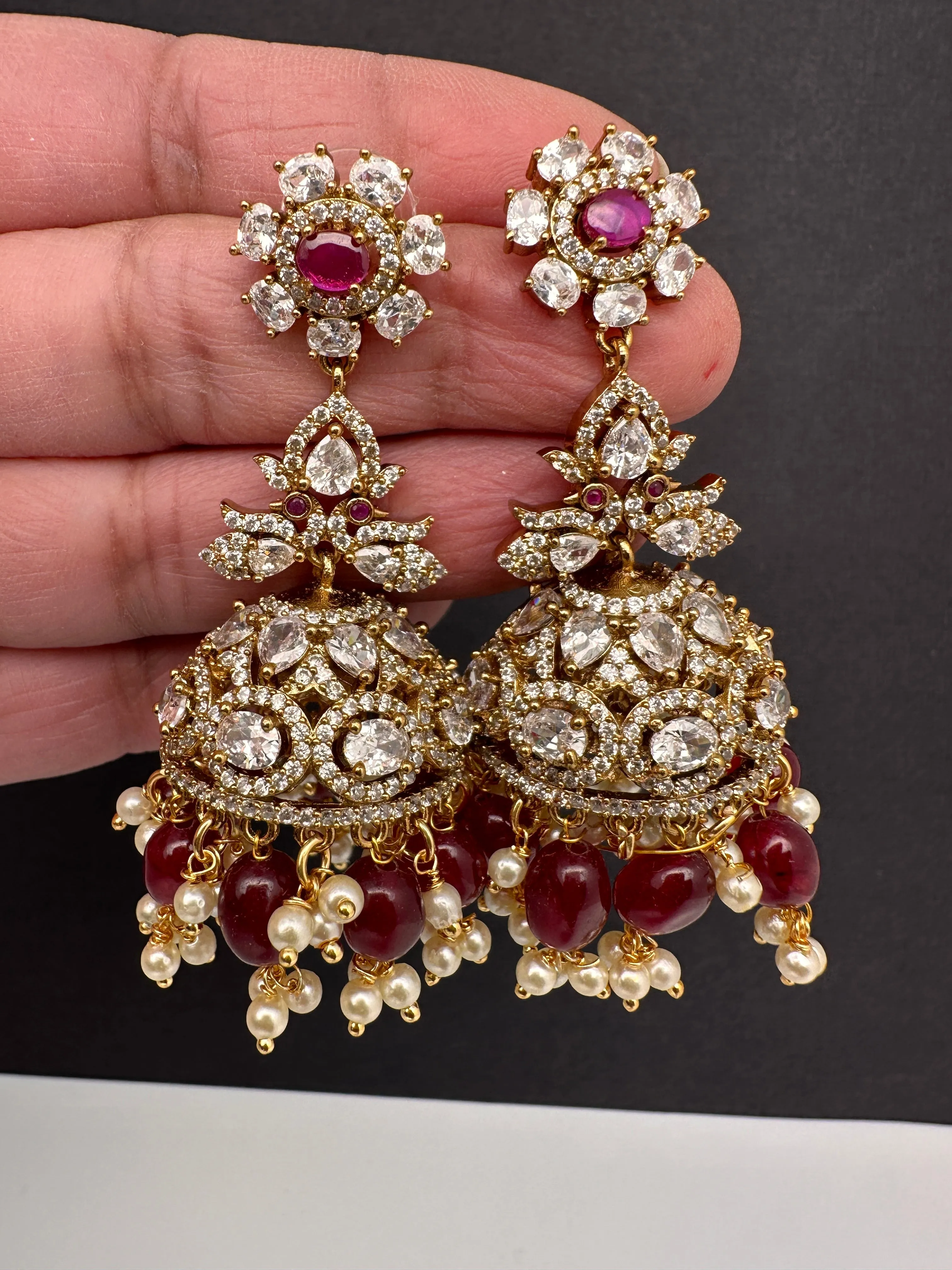 CZ Moissanite AD Jhumkas