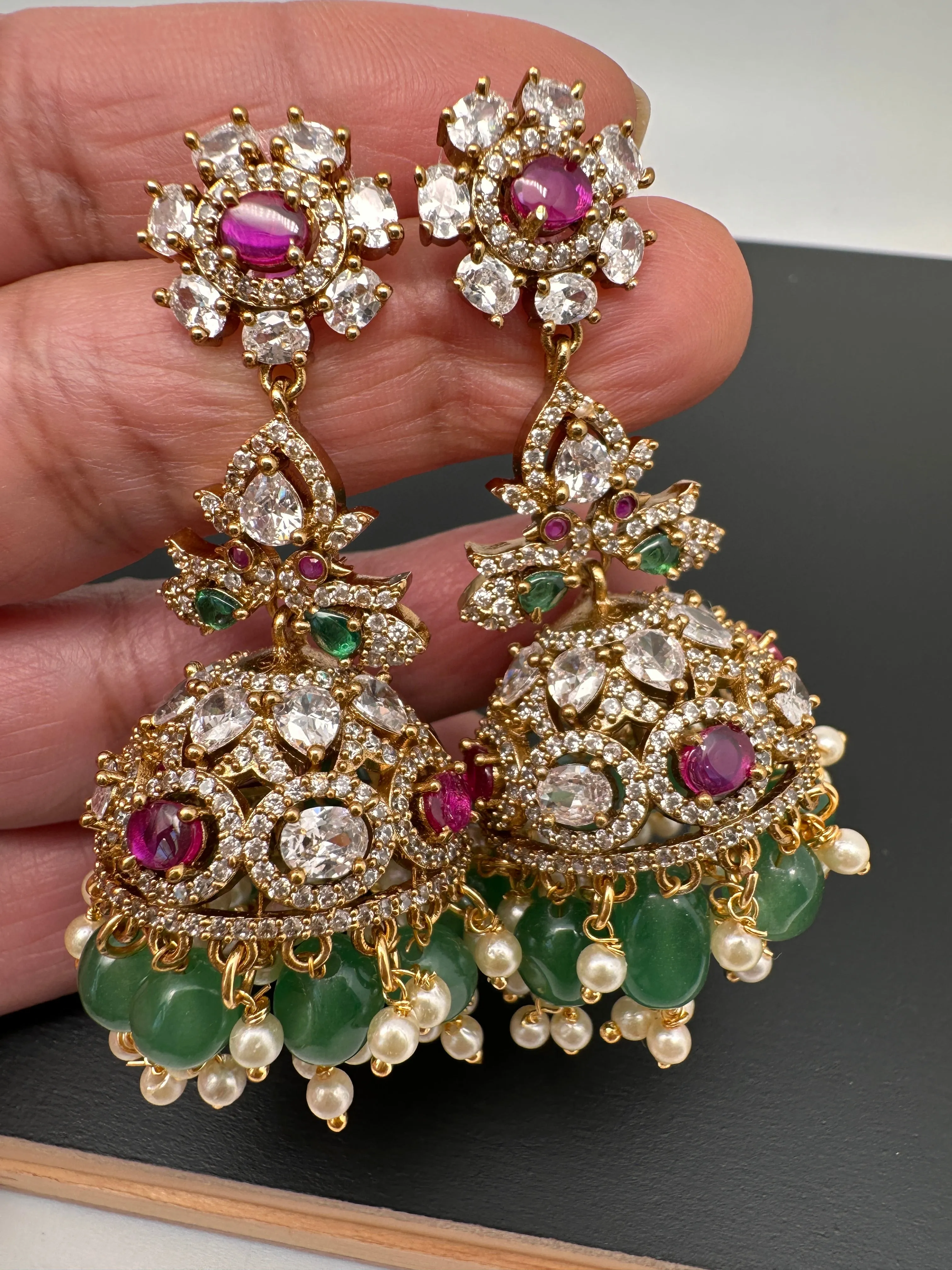 CZ Moissanite AD Jhumkas