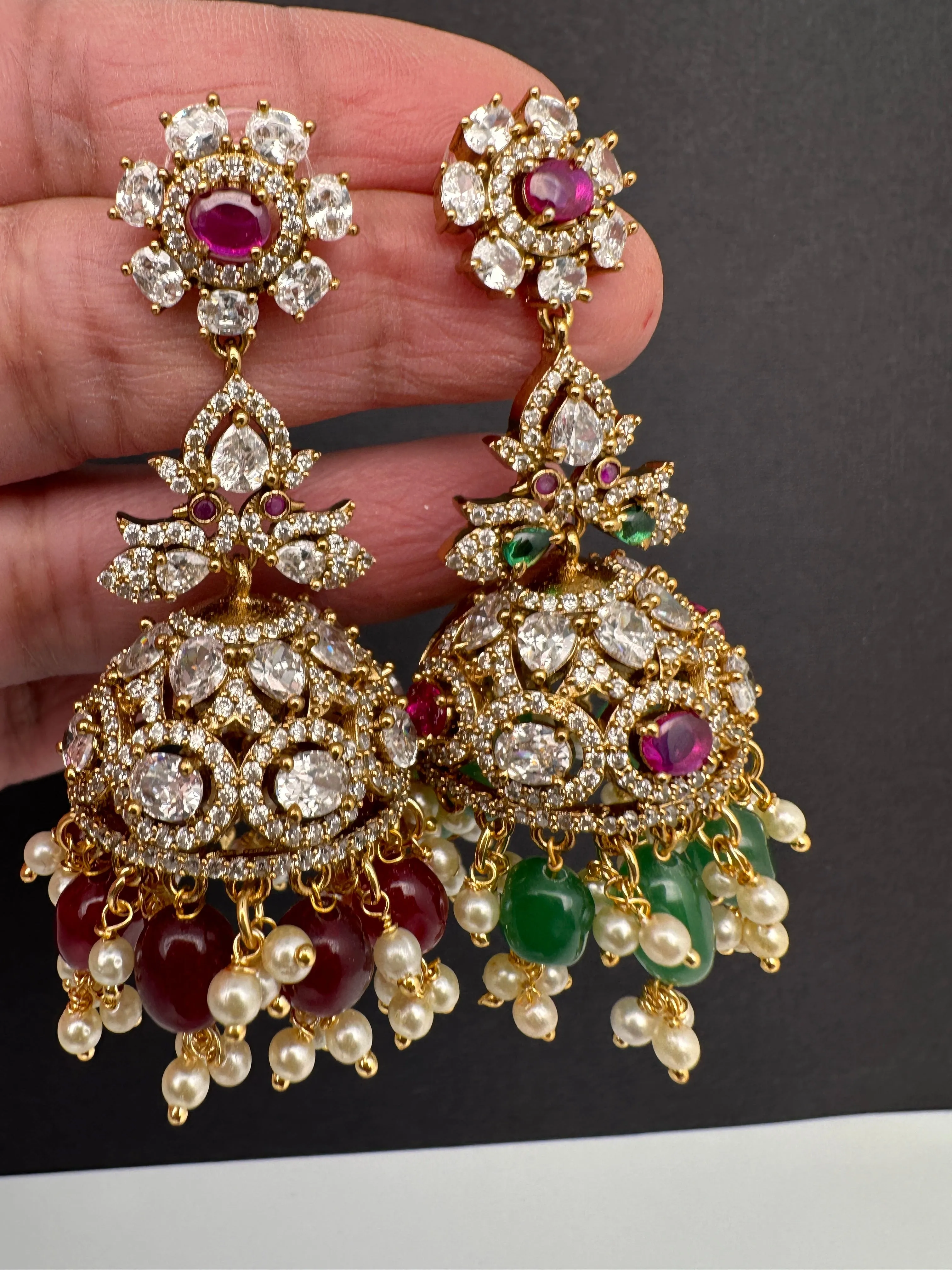CZ Moissanite AD Jhumkas