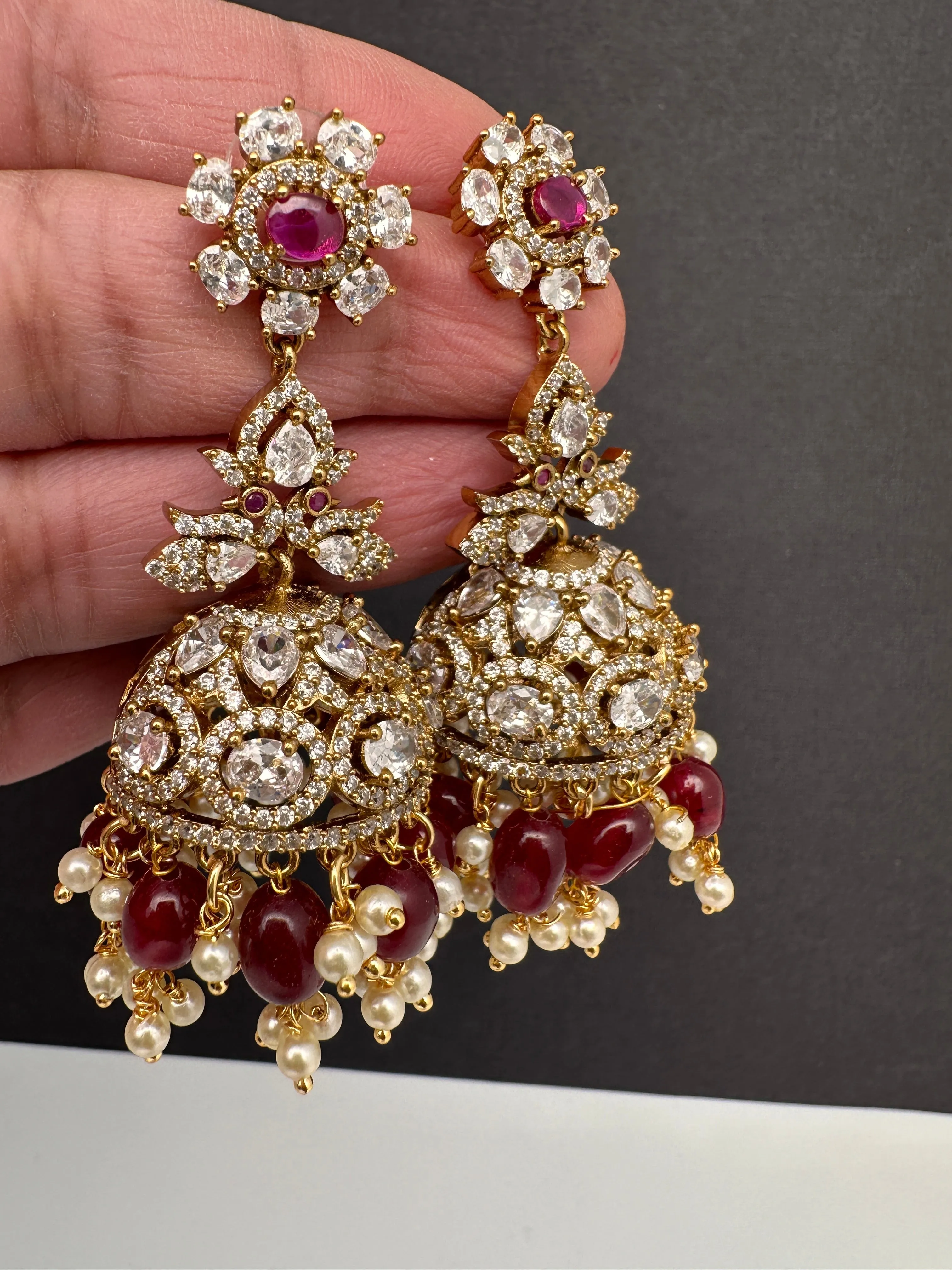 CZ Moissanite AD Jhumkas