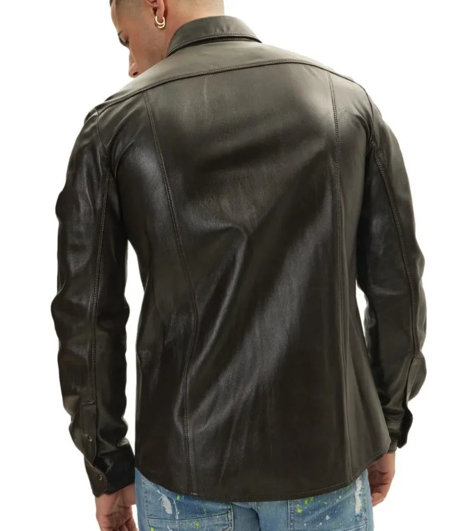 Dark Brown Leather Shirt
