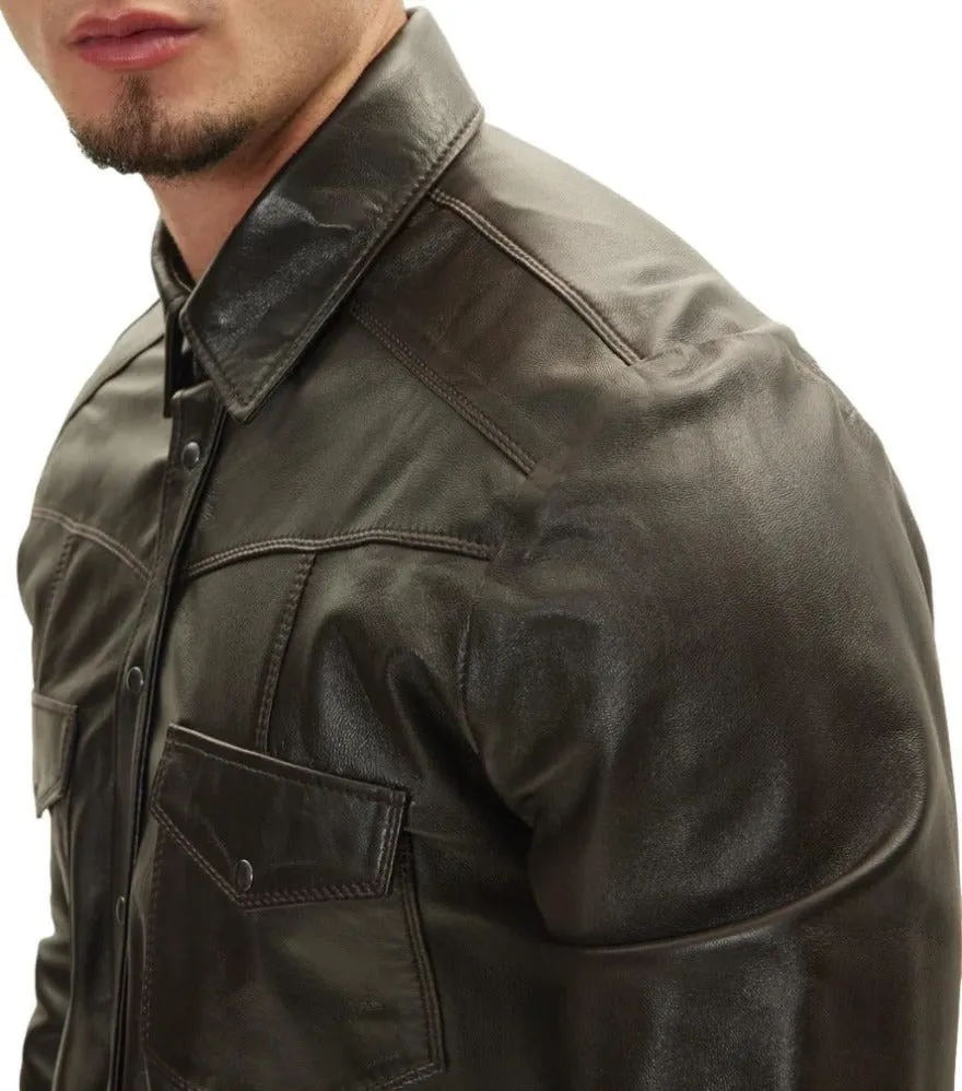 Dark Brown Leather Shirt