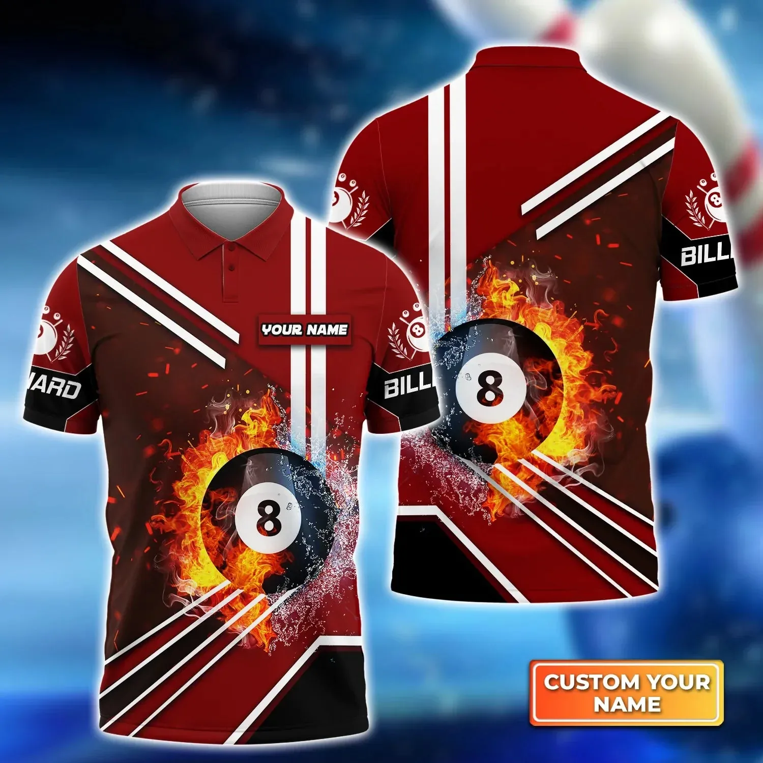 Dead Stroke Pool 8 Ball Skull On Fire 3D Polo Shirt, Billiard shirt for men, Gift For Billiard Players