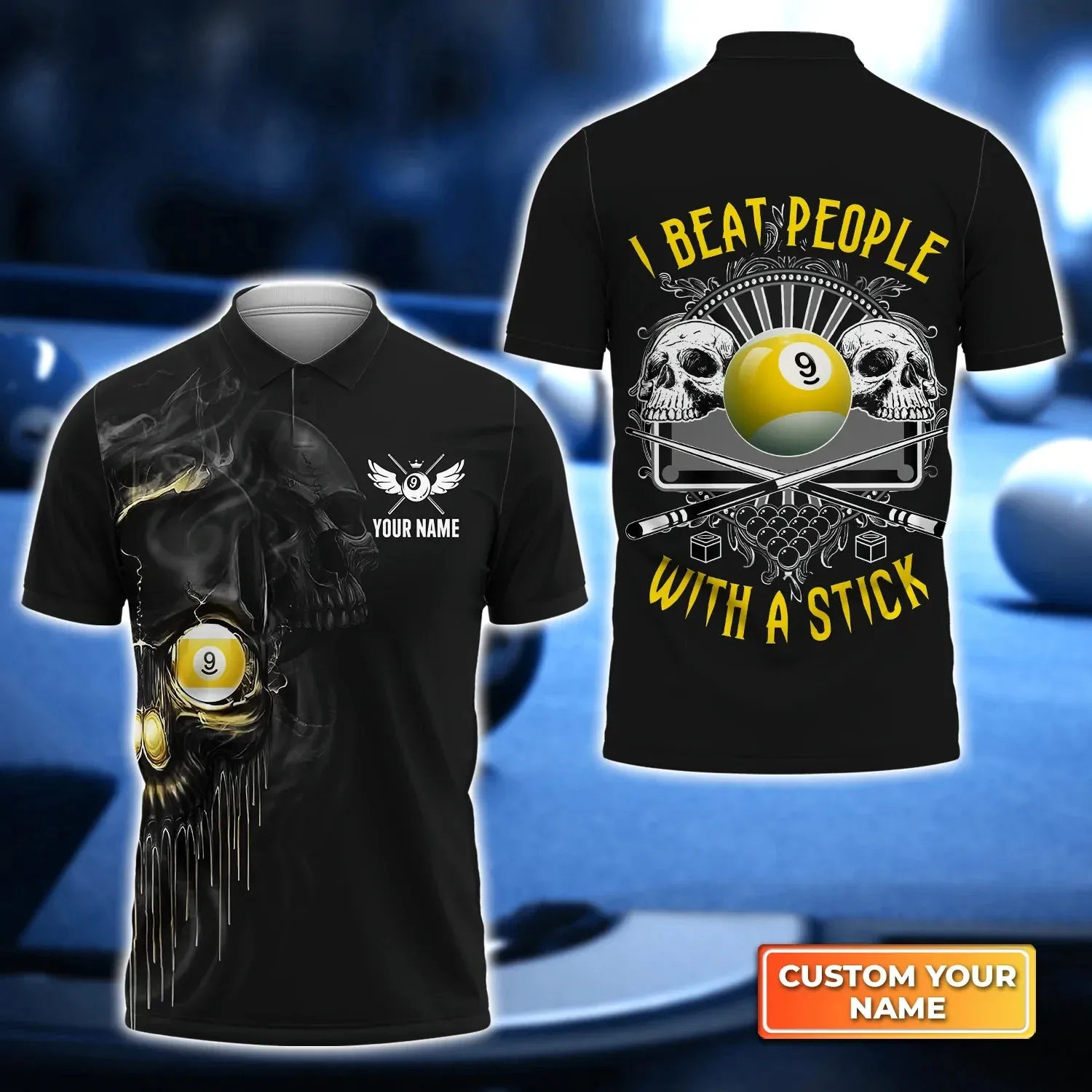 Dead Stroke Pool 8 Ball Skull On Fire 3D Polo Shirt, Billiard shirt for men, Gift For Billiard Players