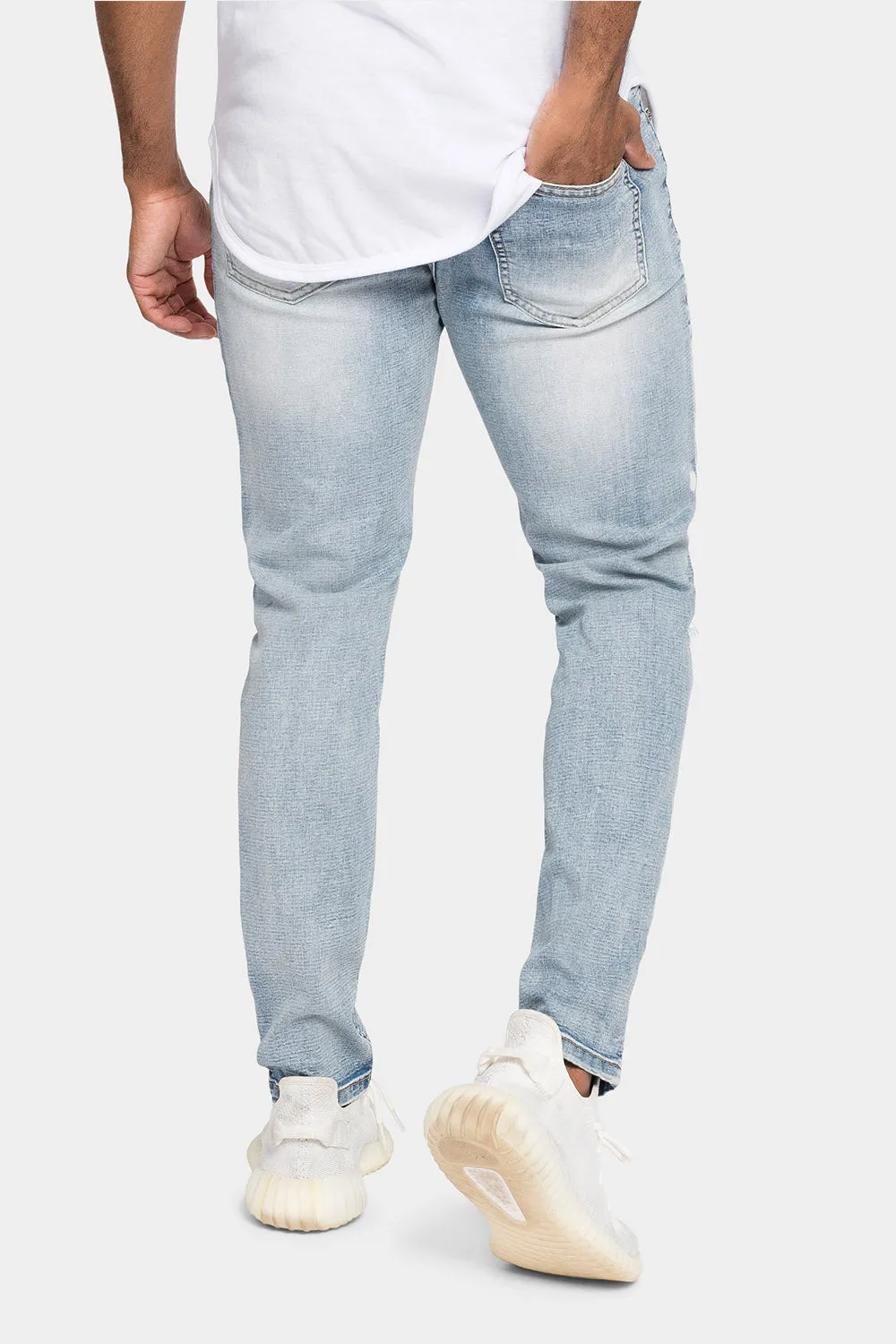 Distressed Paint Splattered Patched Jeans