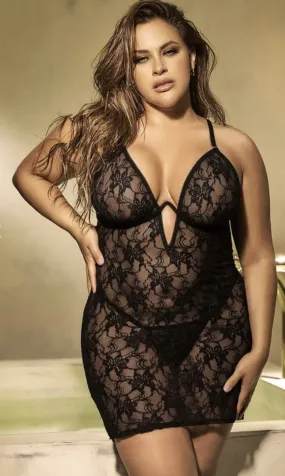 Elegant & FINE! Plus Size Black Lace Dress