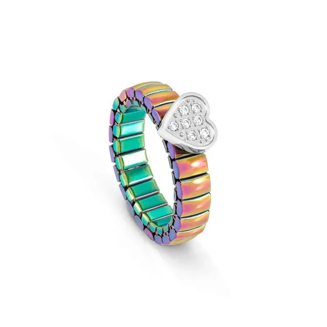 Extension CZ Heart Ring - Iridescent - 046006/004