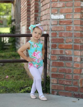 Girls Mint Floral Leotard