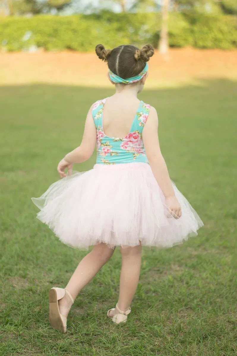 Girls Mint Floral Leotard