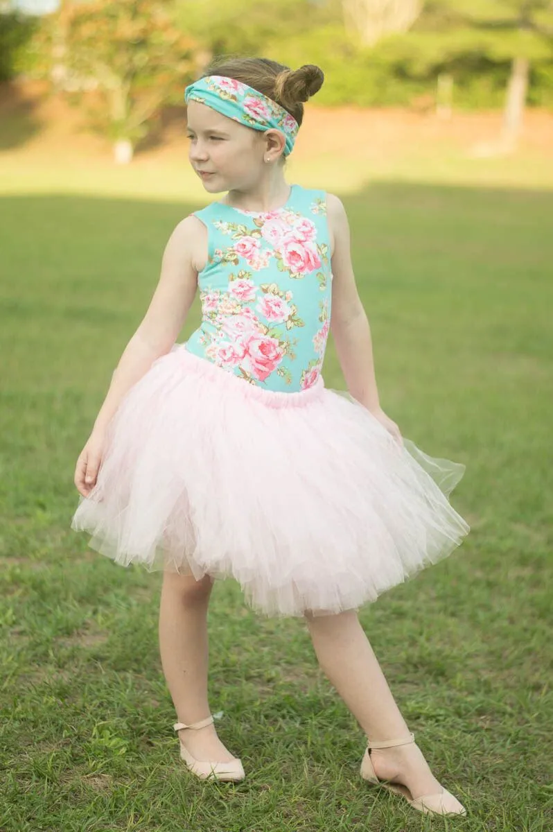 Girls Mint Floral Leotard