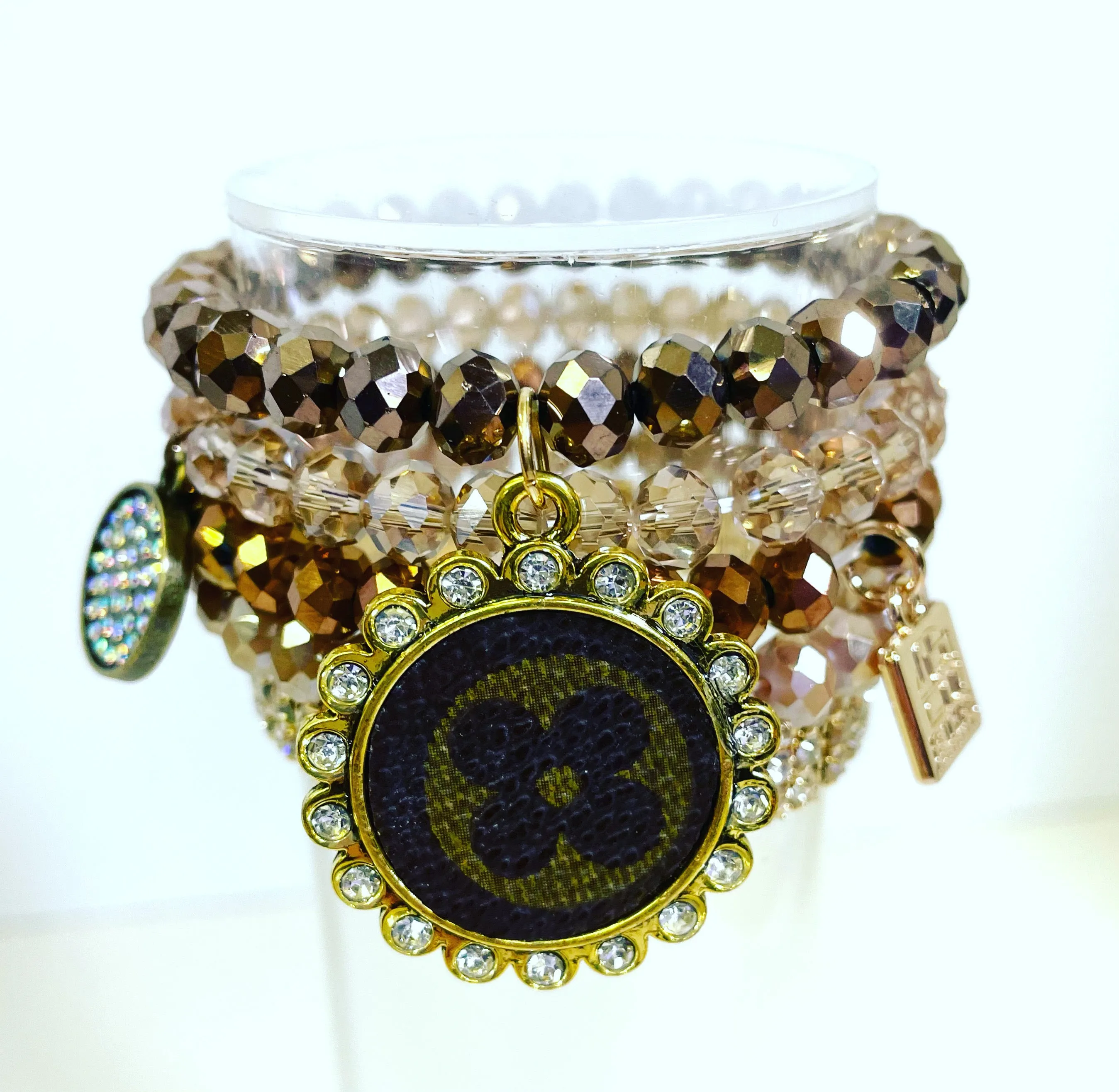 Grateful - Stacked Bracelet set- Gold clear