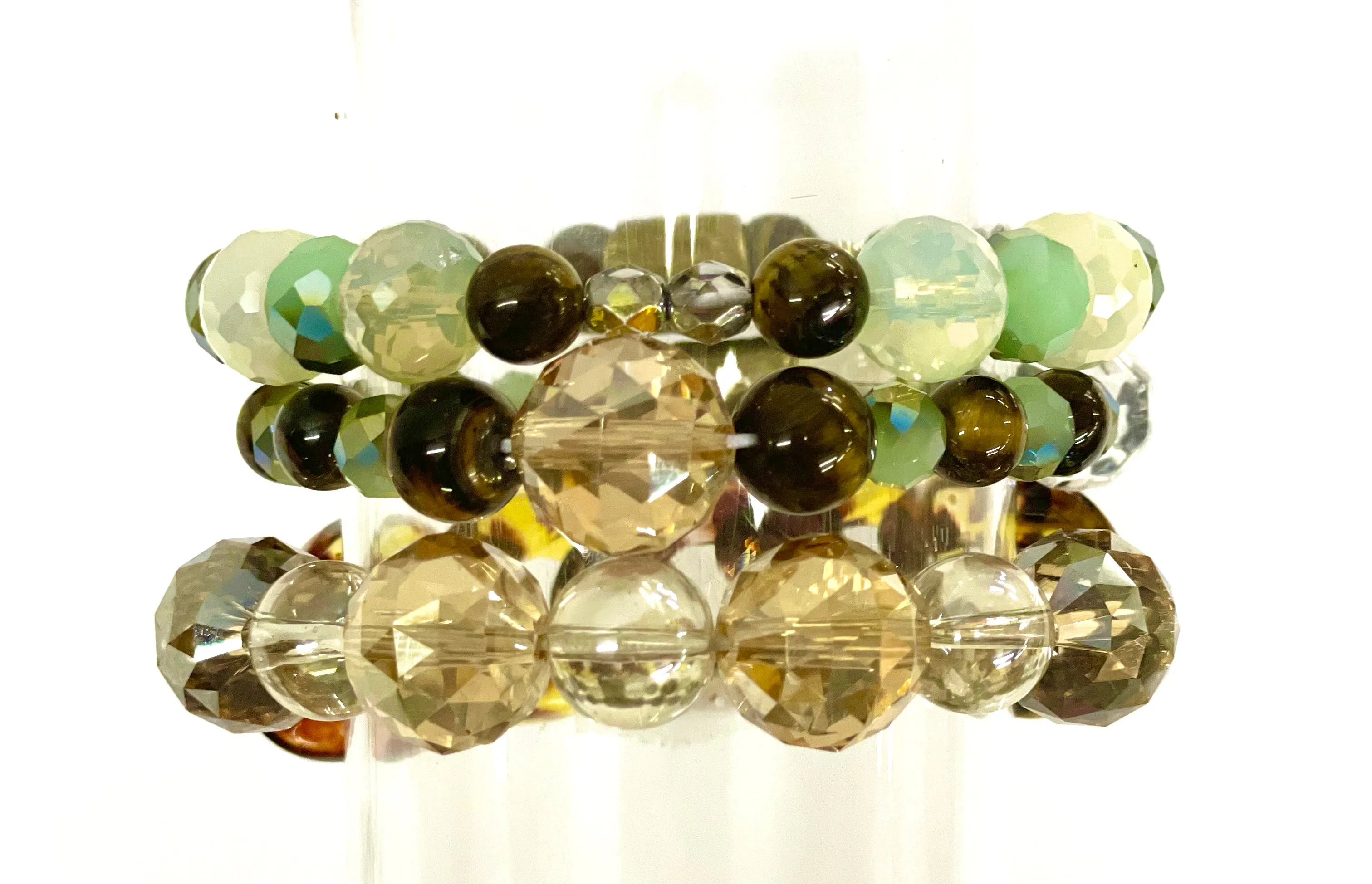 Hand beaded bracelet set “sea glass” with no pendant