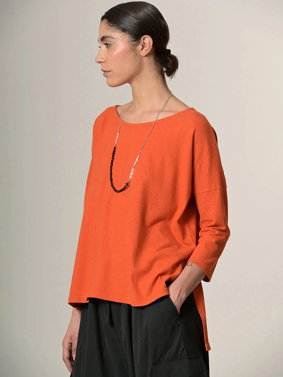 Heavyweight Hemp Organic Cotton Cropped Sleeve T-Shirt