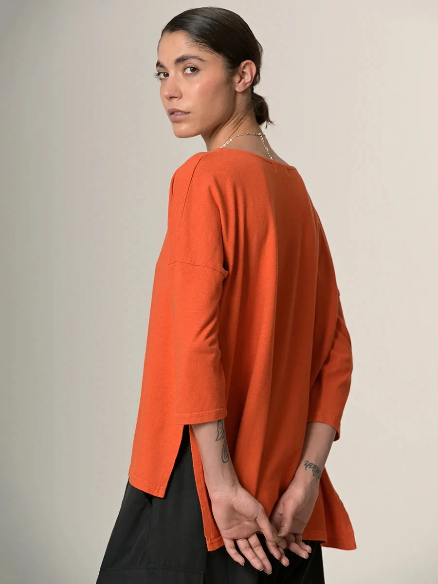 Heavyweight Hemp Organic Cotton Cropped Sleeve T-Shirt