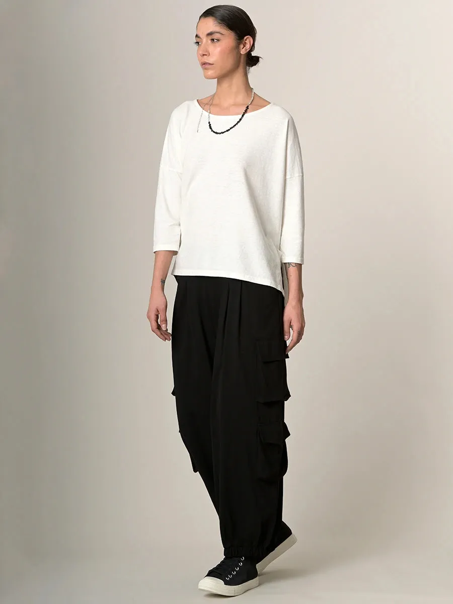 Heavyweight Hemp Organic Cotton Cropped Sleeve T-Shirt