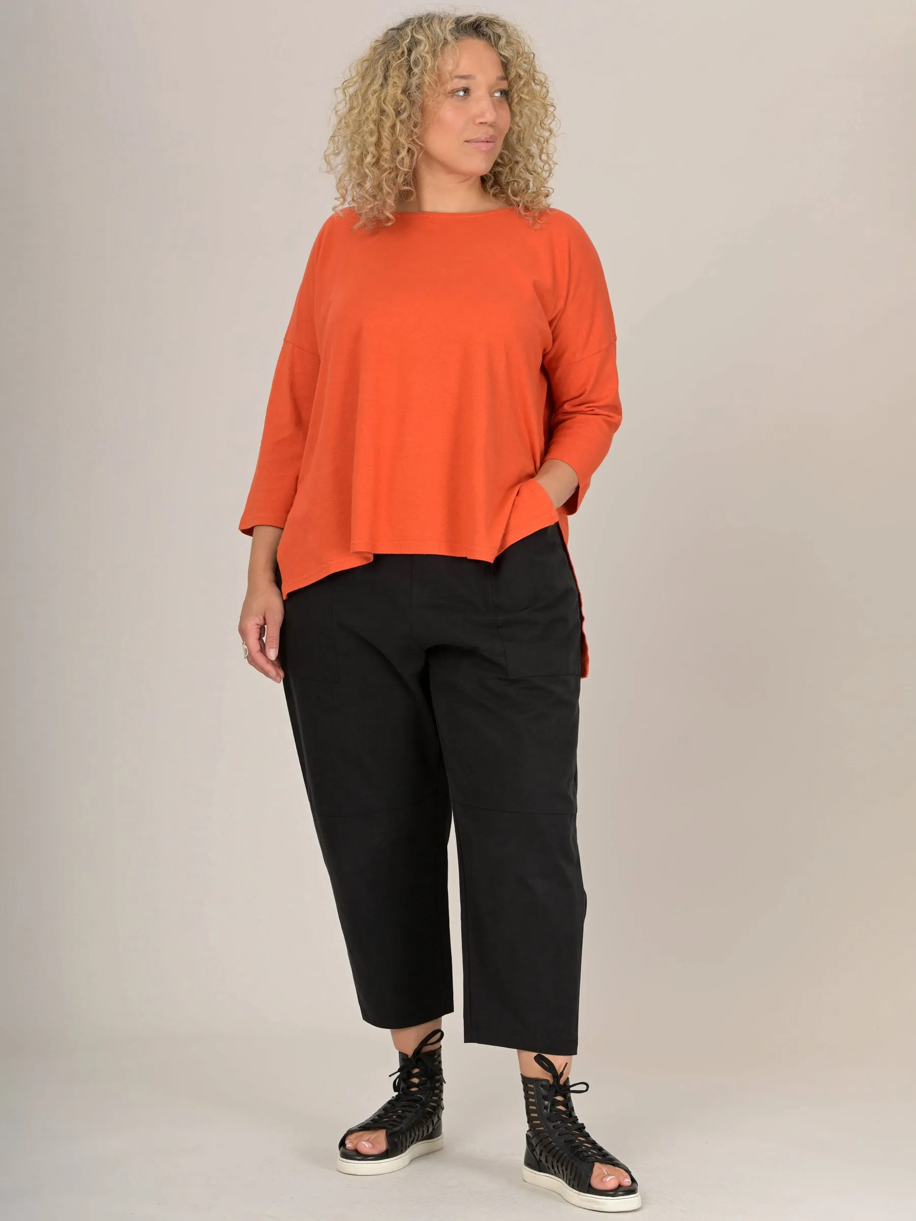 Heavyweight Hemp Organic Cotton Cropped Sleeve T-Shirt