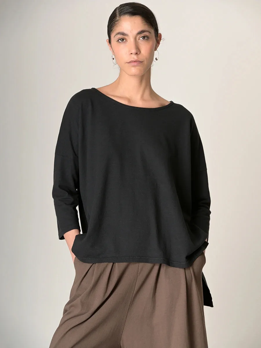Heavyweight Hemp Organic Cotton Cropped Sleeve T-Shirt