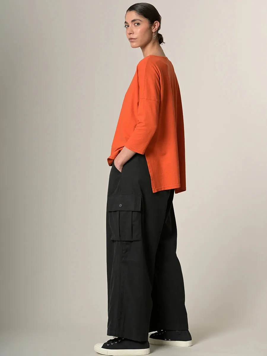 Heavyweight Hemp Organic Cotton Cropped Sleeve T-Shirt