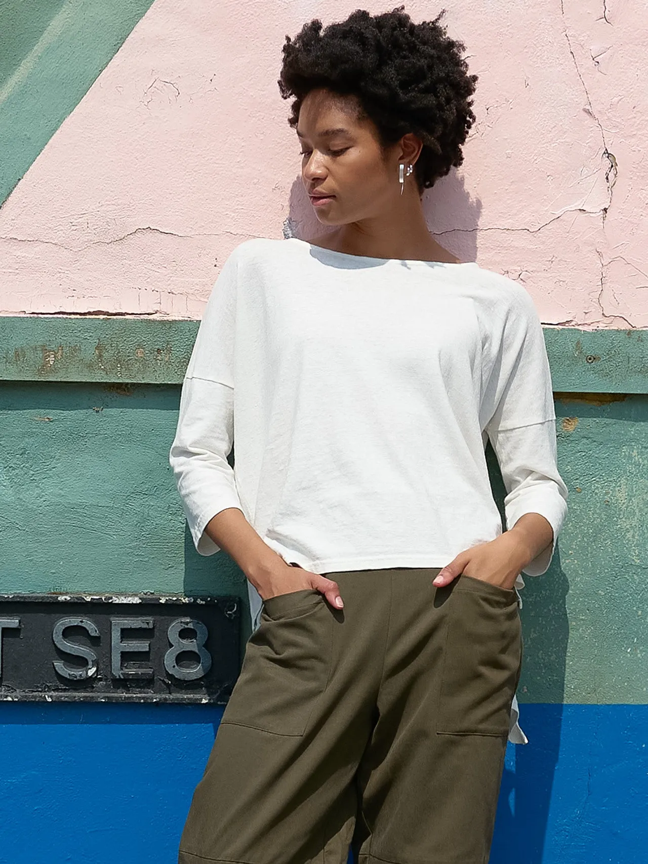 Heavyweight Hemp Organic Cotton Cropped Sleeve T-Shirt