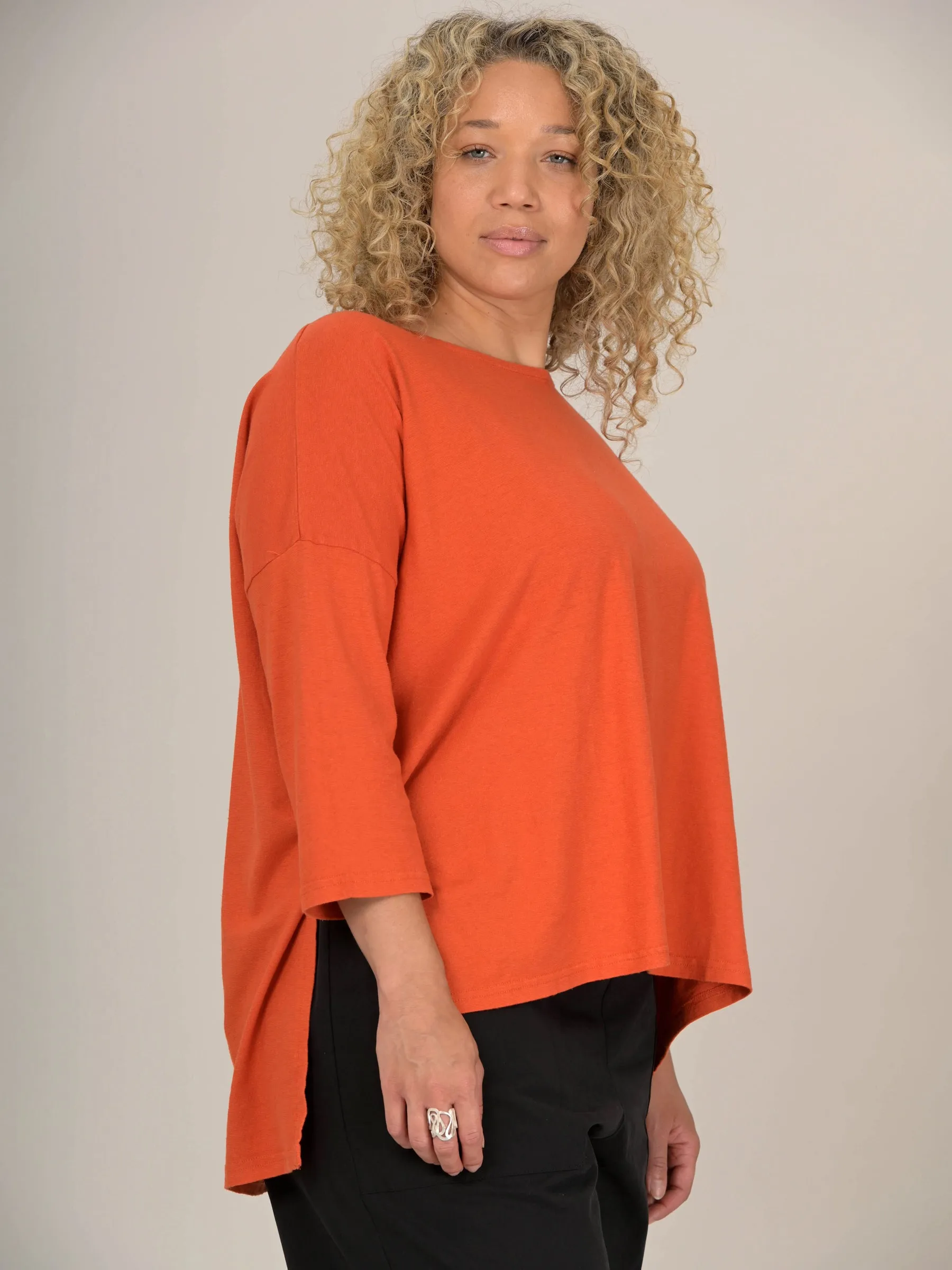 Heavyweight Hemp Organic Cotton Cropped Sleeve T-Shirt