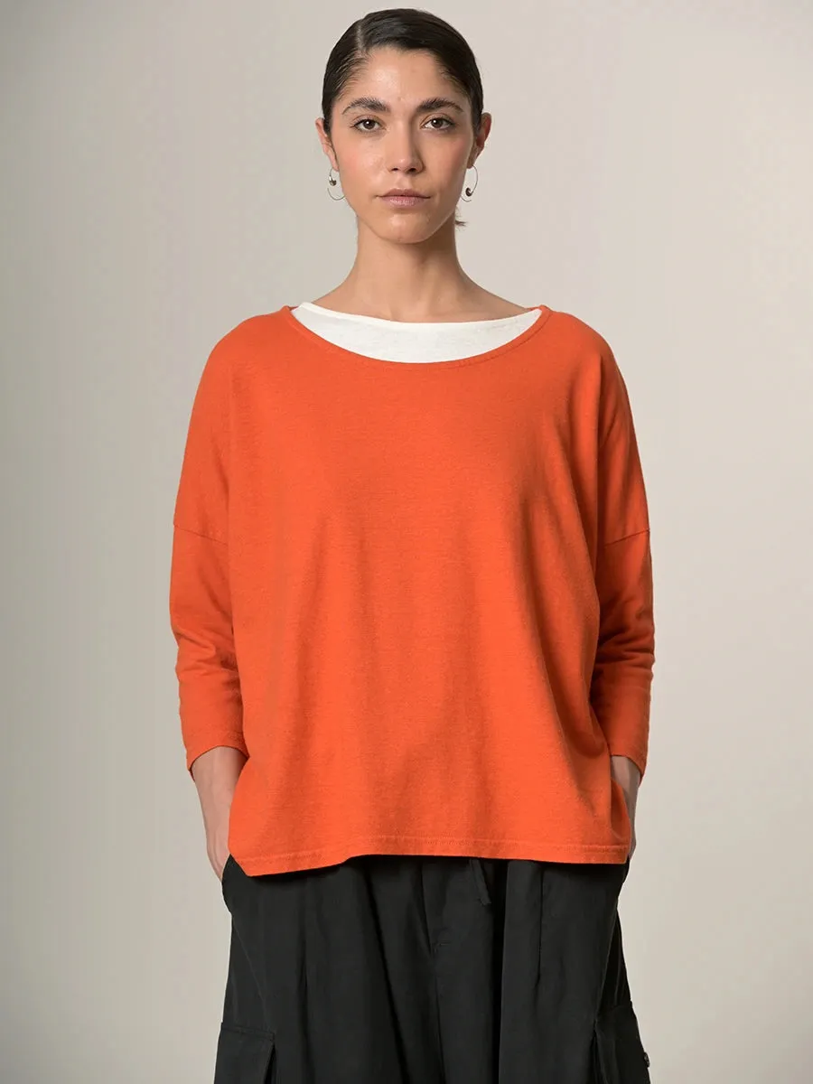 Heavyweight Hemp Organic Cotton Cropped Sleeve T-Shirt