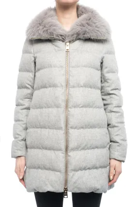 Herno Light Grey Cashmere Blend Down Puffer Coat - 6